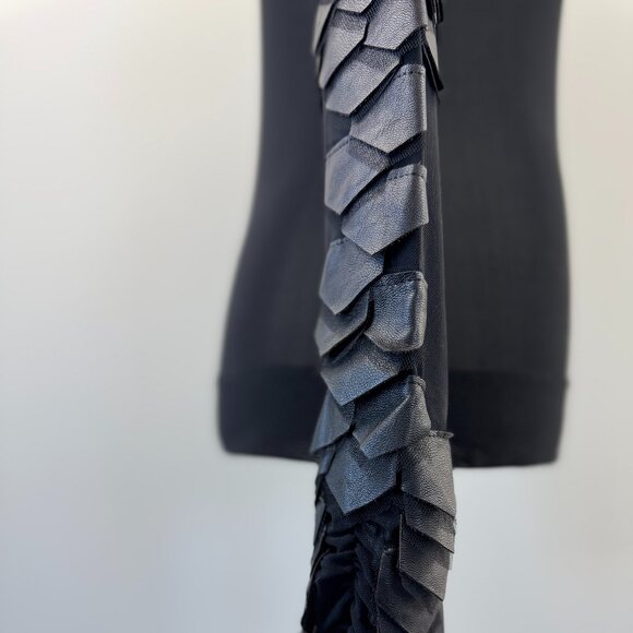 Gracia Sheer Black Top with Faux Leather Scales - Picture 7 of 10